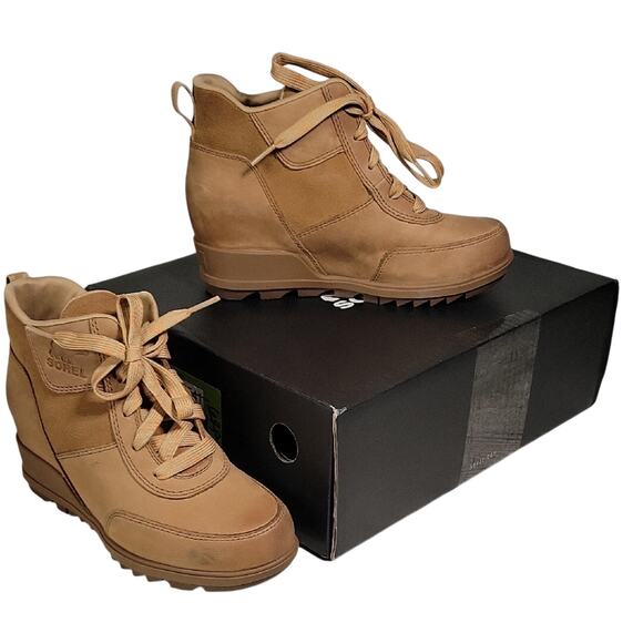 Sorel Evie Sport Lace Up Wedge Sneaker Boots Womens Size 5 New In Box - Picture 1 of 14